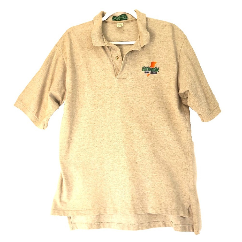 Mens Grey Polo‎ Gatorade Logo Outer Banks Made in USA Sz L